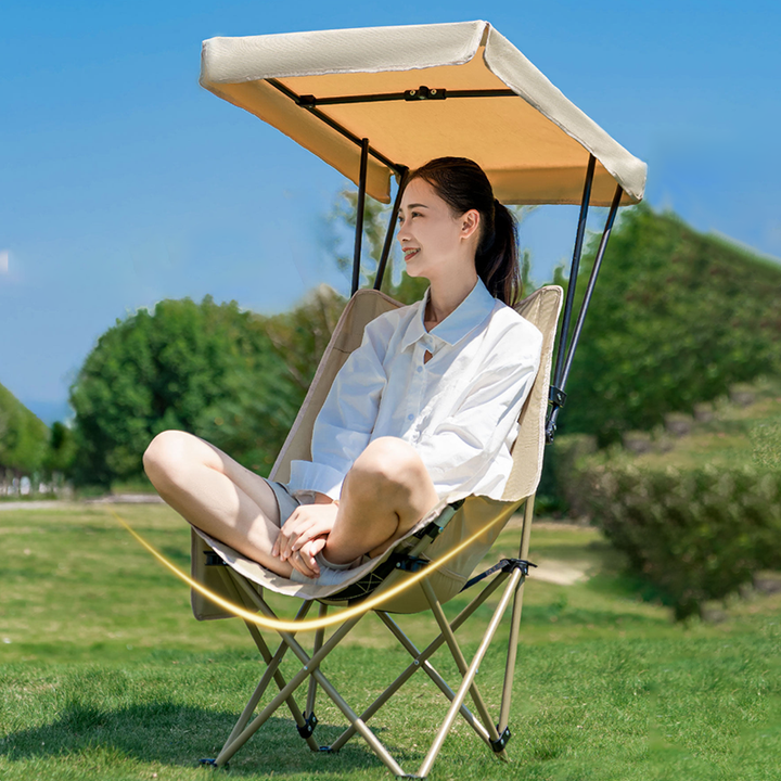 Modern Minimalist Rectangular Oxford Fabric Carbon Steel Folding Camping Chair Backrest Sunshade For Outdoor
