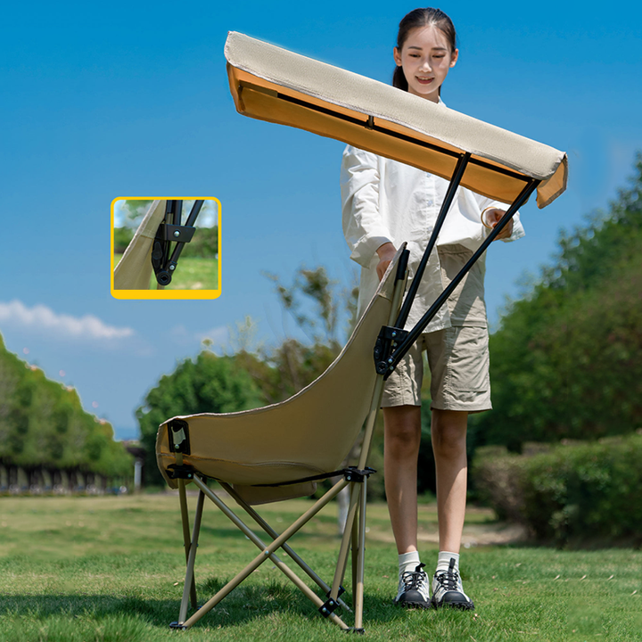 Modern Minimalist Rectangular Oxford Fabric Carbon Steel Folding Camping Chair Backrest Sunshade For Outdoor