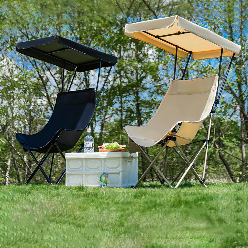 Modern Minimalist Rectangular Oxford Fabric Carbon Steel Folding Camping Chair Backrest Sunshade For Outdoor