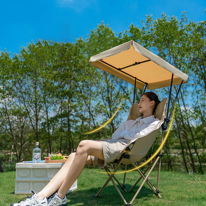 Modern Minimalist Rectangular Oxford Fabric Carbon Steel Folding Camping Chair Backrest Sunshade For Outdoor