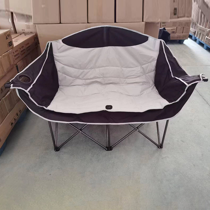 Moderner minimalistischer klappbarer Campingstuhl für den Außenbereich aus rechteckigem, gebogenem Oxford-Gewebe und Eisen mit Rückenlehne und Armlehnen 