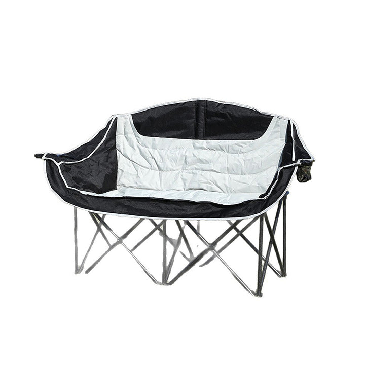 Moderner minimalistischer klappbarer Campingstuhl für den Außenbereich aus rechteckigem, gebogenem Oxford-Gewebe und Eisen mit Rückenlehne und Armlehnen 