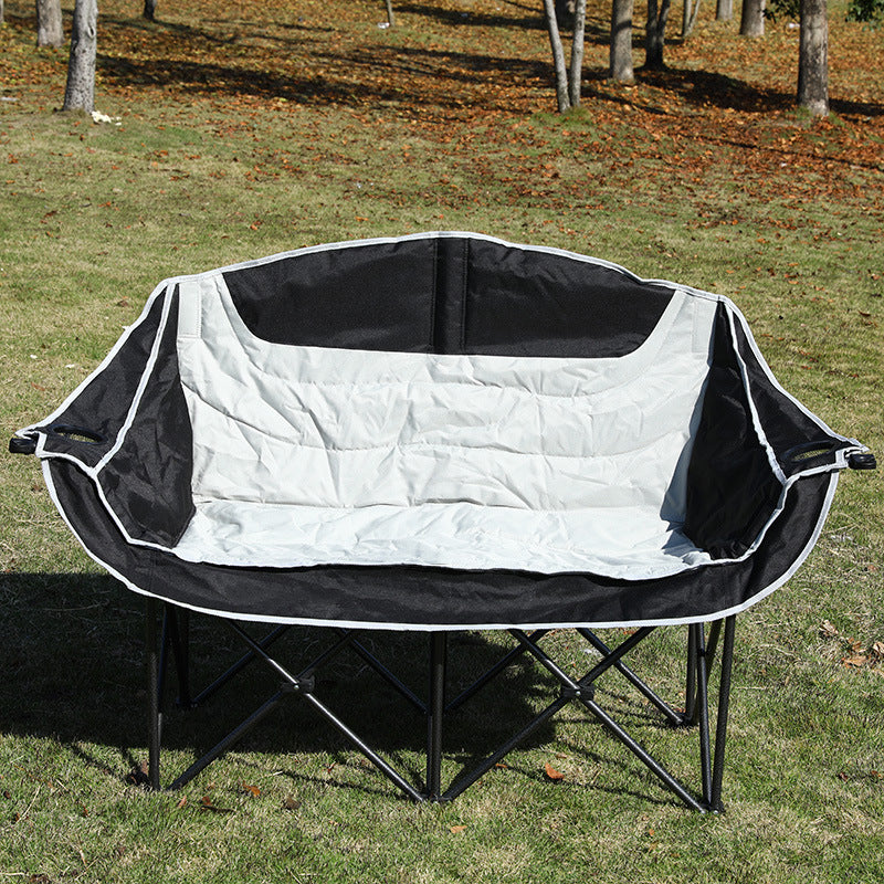 Moderner minimalistischer klappbarer Campingstuhl für den Außenbereich aus rechteckigem, gebogenem Oxford-Gewebe und Eisen mit Rückenlehne und Armlehnen 