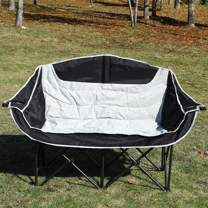 Moderner minimalistischer klappbarer Campingstuhl für den Außenbereich aus rechteckigem, gebogenem Oxford-Gewebe und Eisen mit Rückenlehne und Armlehnen 