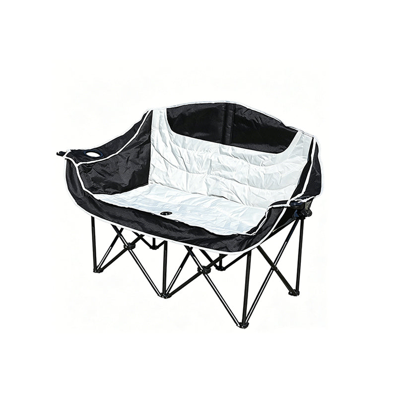 Moderner minimalistischer klappbarer Campingstuhl für den Außenbereich aus rechteckigem, gebogenem Oxford-Gewebe und Eisen mit Rückenlehne und Armlehnen 