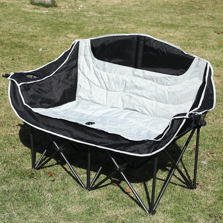 Moderner minimalistischer klappbarer Campingstuhl für den Außenbereich aus rechteckigem, gebogenem Oxford-Gewebe und Eisen mit Rückenlehne und Armlehnen 