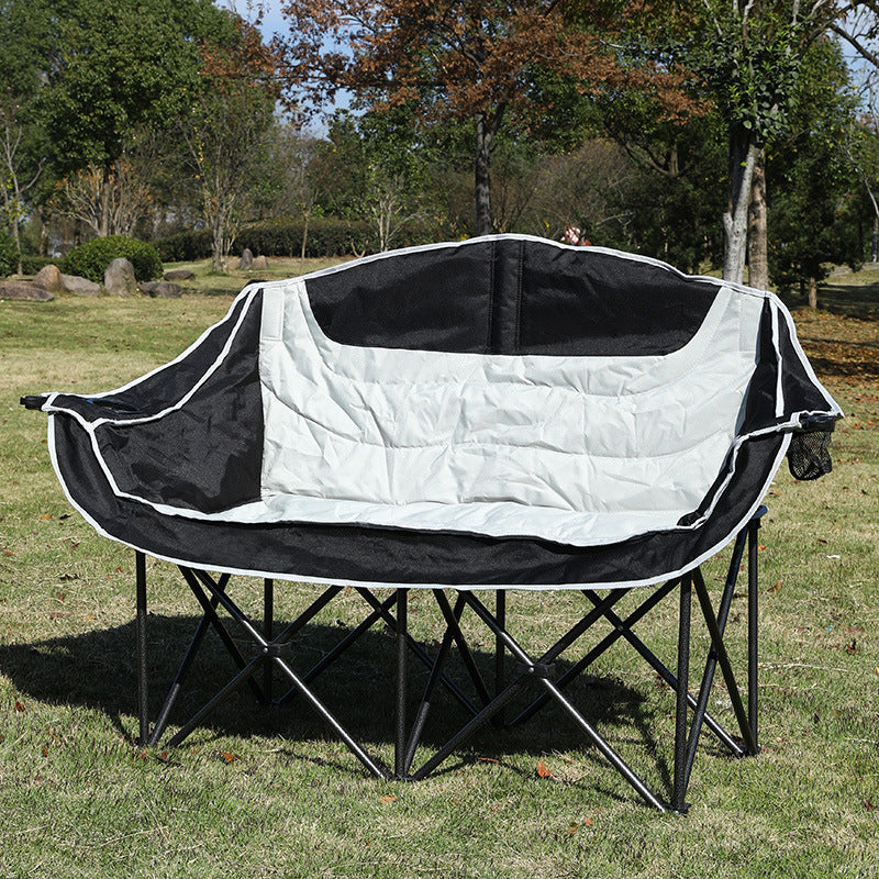 Moderner minimalistischer klappbarer Campingstuhl für den Außenbereich aus rechteckigem, gebogenem Oxford-Gewebe und Eisen mit Rückenlehne und Armlehnen 