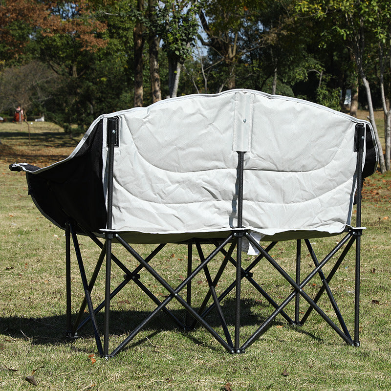 Moderner minimalistischer klappbarer Campingstuhl für den Außenbereich aus rechteckigem, gebogenem Oxford-Gewebe und Eisen mit Rückenlehne und Armlehnen 
