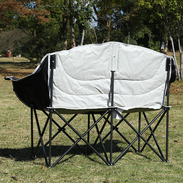 Moderner minimalistischer klappbarer Campingstuhl für den Außenbereich aus rechteckigem, gebogenem Oxford-Gewebe und Eisen mit Rückenlehne und Armlehnen 