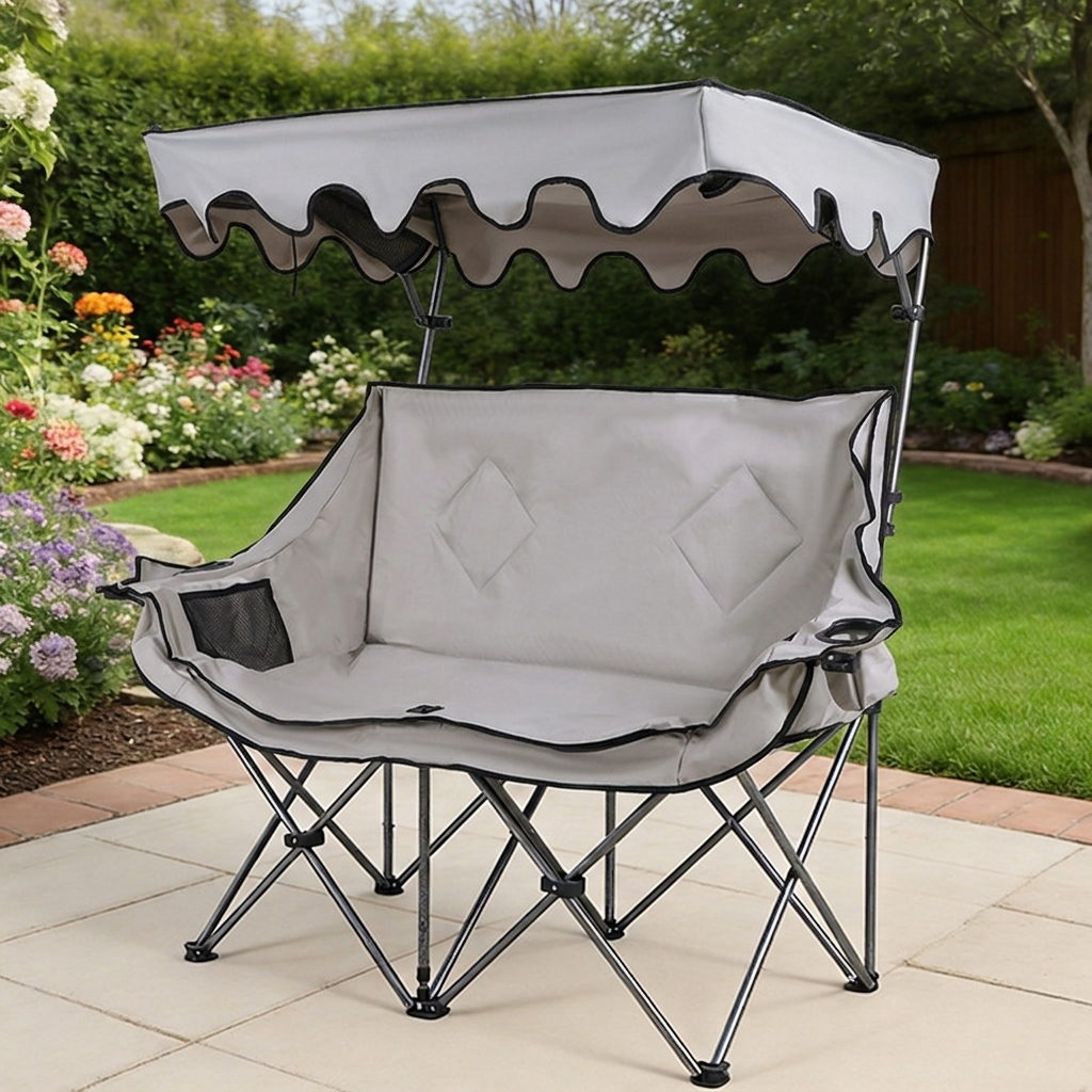 Modern Minimalist Rectangular Oxford Fabric Mesh Fabric Steel Foldable Sunshade Camping Chair Backrest Armrest For Outdoor