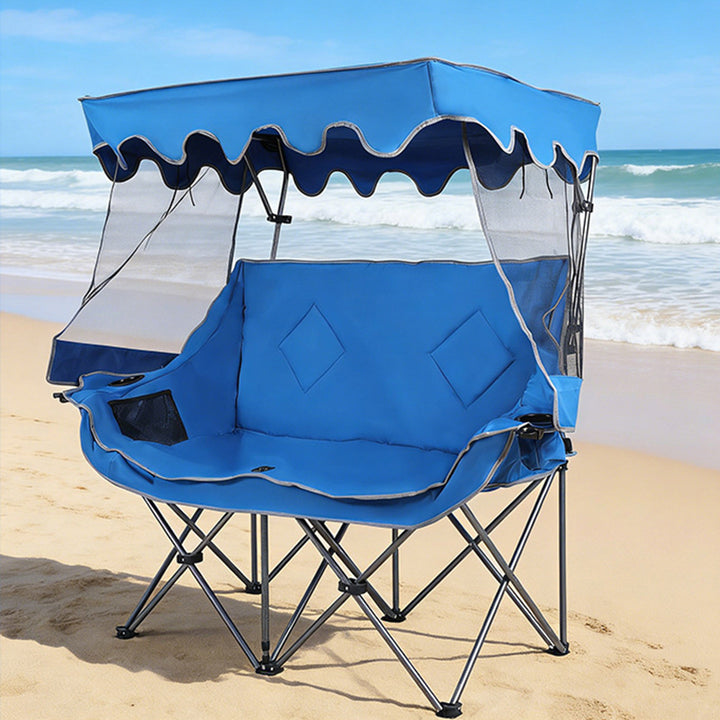 Modern Minimalist Rectangular Oxford Fabric Mesh Fabric Steel Foldable Sunshade Camping Chair Backrest Armrest For Outdoor