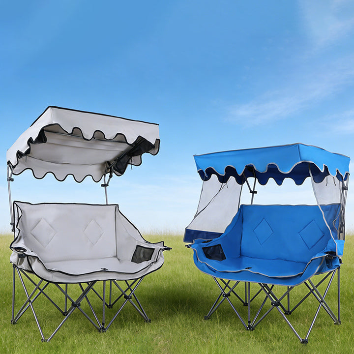 Modern Minimalist Rectangular Oxford Fabric Mesh Fabric Steel Foldable Sunshade Camping Chair Backrest Armrest For Outdoor