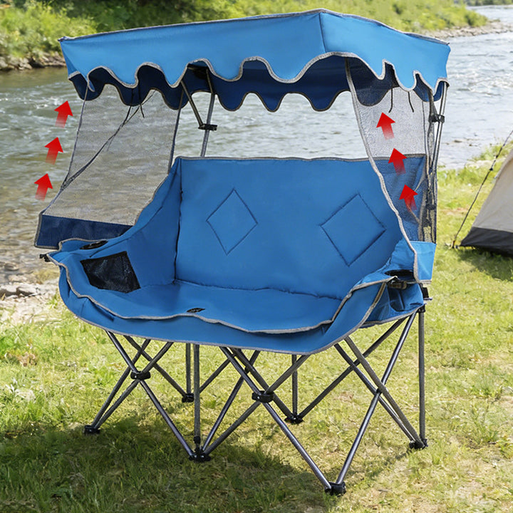 Modern Minimalist Rectangular Oxford Fabric Mesh Fabric Steel Foldable Sunshade Camping Chair Backrest Armrest For Outdoor
