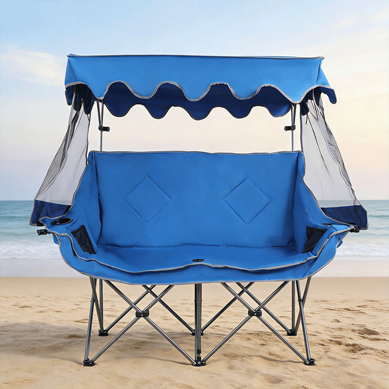 Modern Minimalist Rectangular Oxford Fabric Mesh Fabric Steel Foldable Sunshade Camping Chair Backrest Armrest For Outdoor