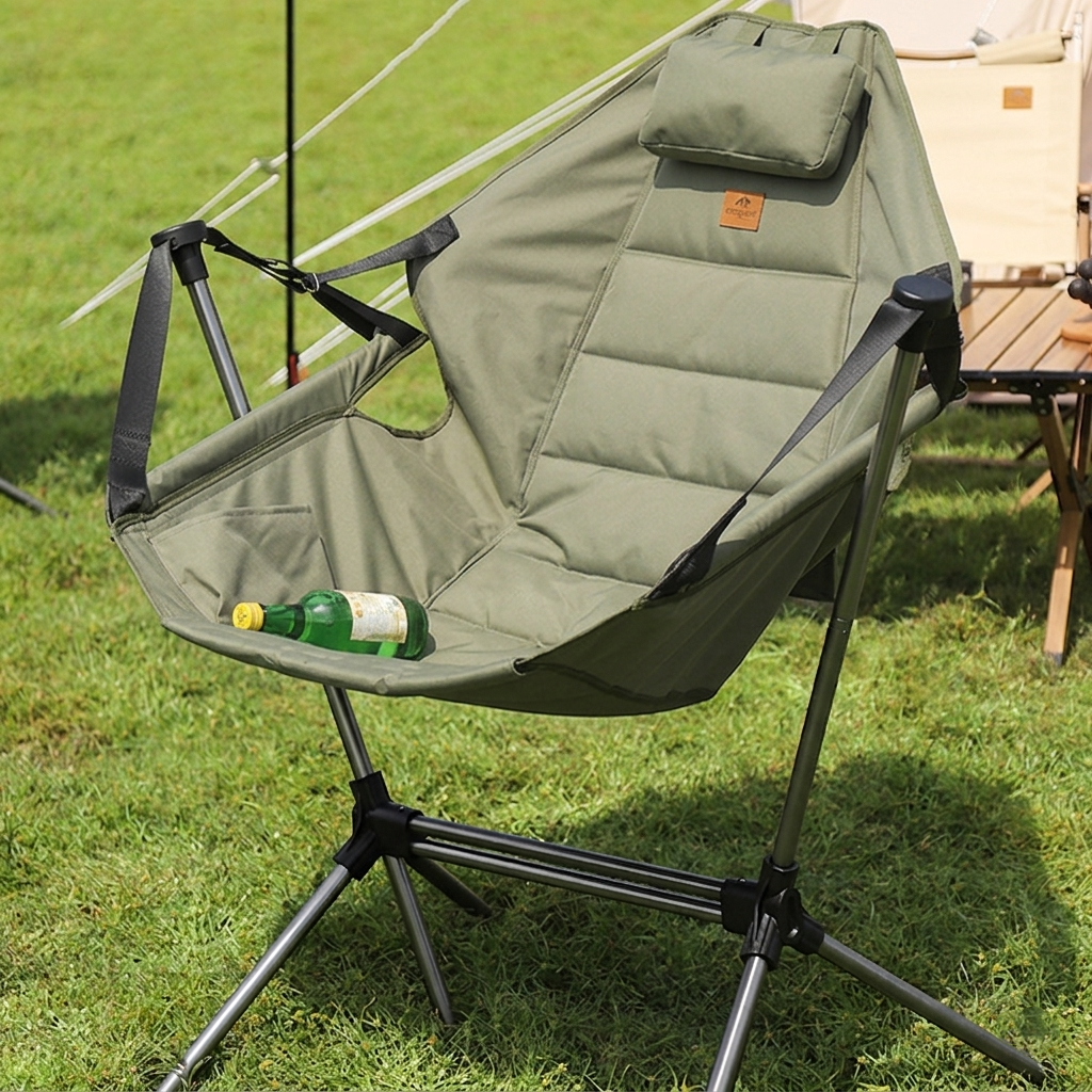 Modern Minimalist Rectangular Curved Oxford Fabric Aluminum Alloy Folding Camping Chair Backrest Armrest For Outdoor