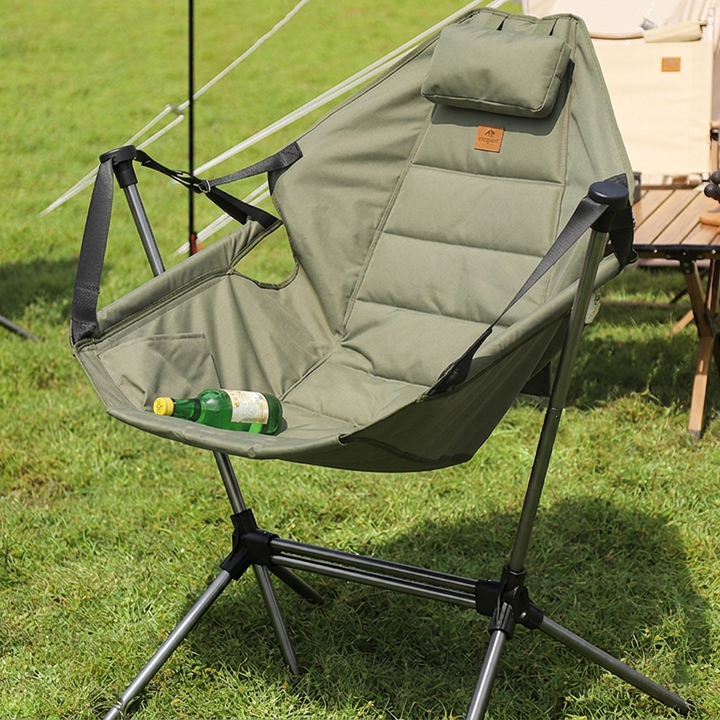 Modern Minimalist Rectangular Curved Oxford Fabric Aluminum Alloy Folding Camping Chair Backrest Armrest For Outdoor