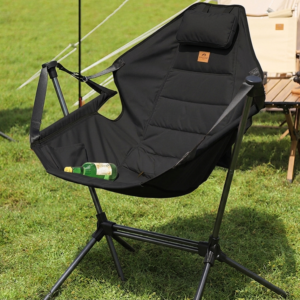 Modern Minimalist Rectangular Curved Oxford Fabric Aluminum Alloy Folding Camping Chair Backrest Armrest For Outdoor