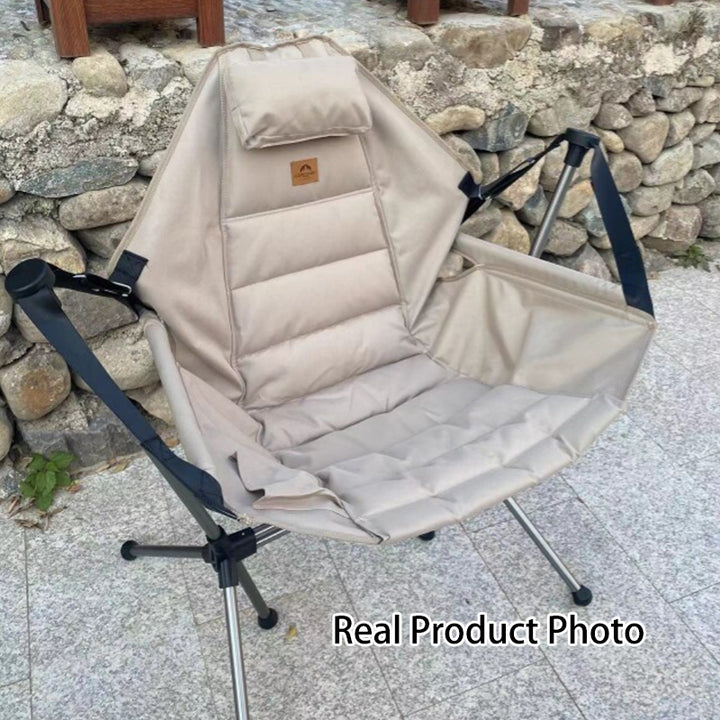 Modern Minimalist Rectangular Curved Oxford Fabric Aluminum Alloy Folding Camping Chair Backrest Armrest For Outdoor