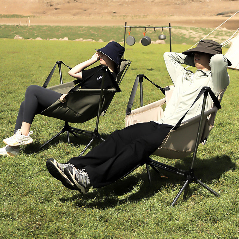 Modern Minimalist Rectangular Curved Oxford Fabric Aluminum Alloy Folding Camping Chair Backrest Armrest For Outdoor