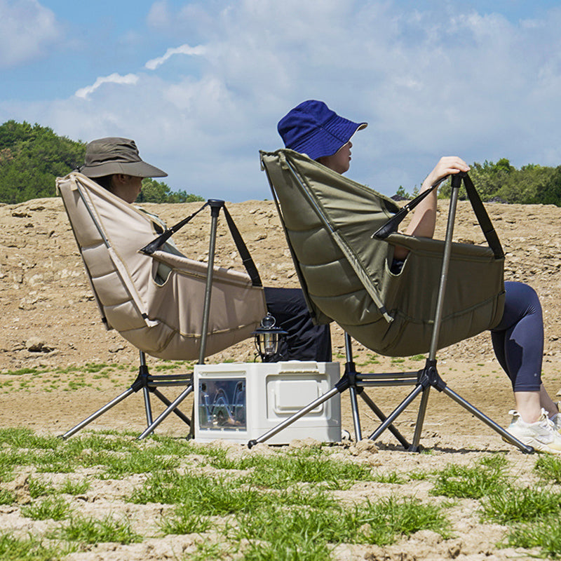 Modern Minimalist Rectangular Curved Oxford Fabric Aluminum Alloy Folding Camping Chair Backrest Armrest For Outdoor