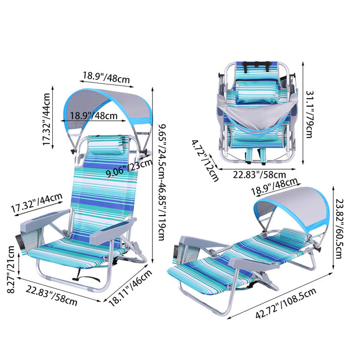 Modern Minimalist Rectangular Curved Aluminum Oxford Fabric Folding Sunshade Camping Chair Backrest Armrest For Outdoor