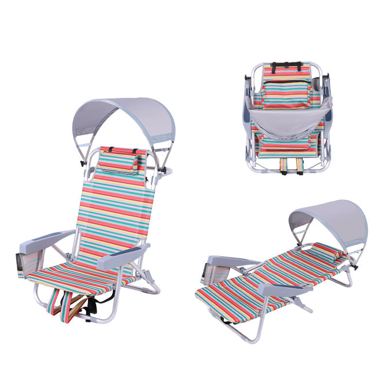 Modern Minimalist Rectangular Curved Aluminum Oxford Fabric Folding Sunshade Camping Chair Backrest Armrest For Outdoor