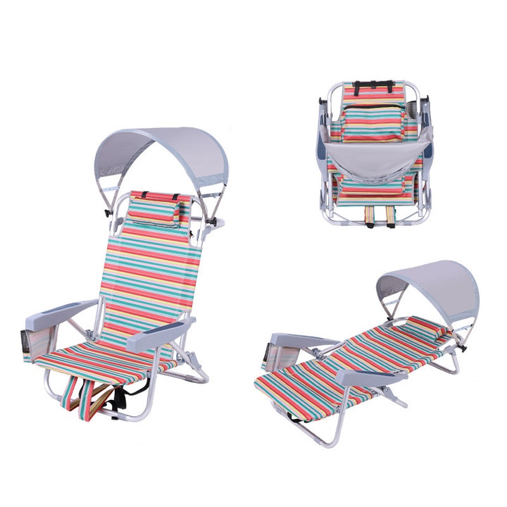 Modern Minimalist Rectangular Curved Aluminum Oxford Fabric Folding Sunshade Camping Chair Backrest Armrest For Outdoor