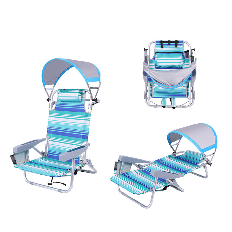Modern Minimalist Rectangular Curved Aluminum Oxford Fabric Folding Sunshade Camping Chair Backrest Armrest For Outdoor