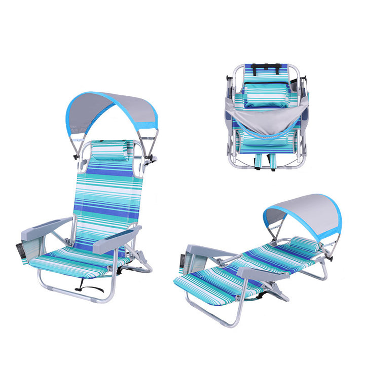 Modern Minimalist Rectangular Curved Aluminum Oxford Fabric Folding Sunshade Camping Chair Backrest Armrest For Outdoor