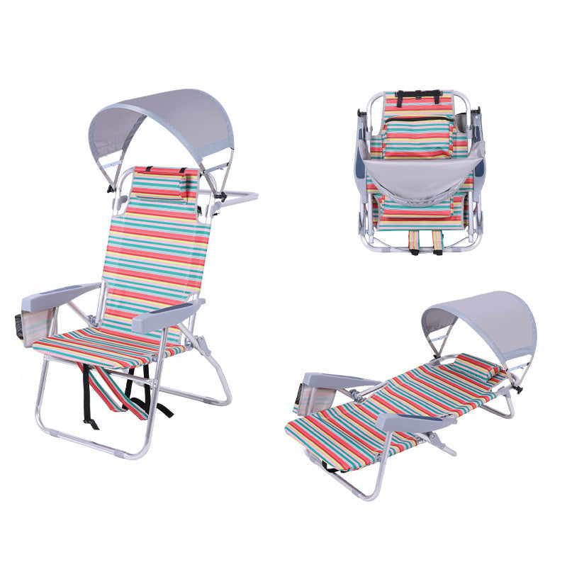 Modern Minimalist Rectangular Curved Aluminum Oxford Fabric Folding Sunshade Camping Chair Backrest Armrest For Outdoor