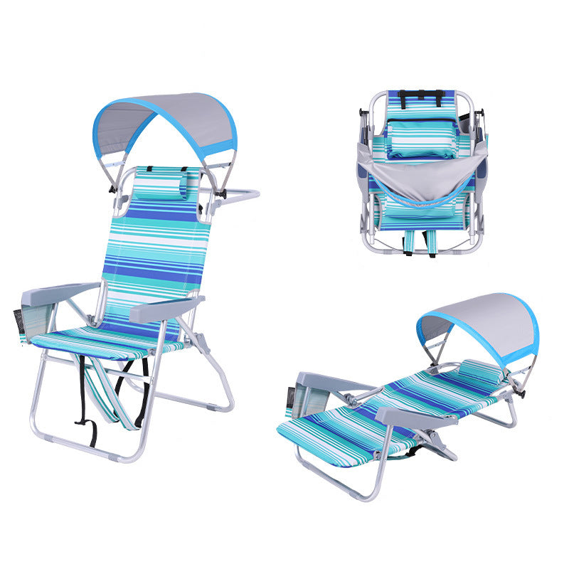 Modern Minimalist Rectangular Curved Aluminum Oxford Fabric Folding Sunshade Camping Chair Backrest Armrest For Outdoor