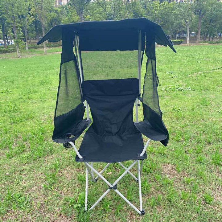 Modern Minimalist Rectangular Oxford Fabric Carbon Steel Folding Sunshade Camping Chair Backrest Armrest For Outdoor