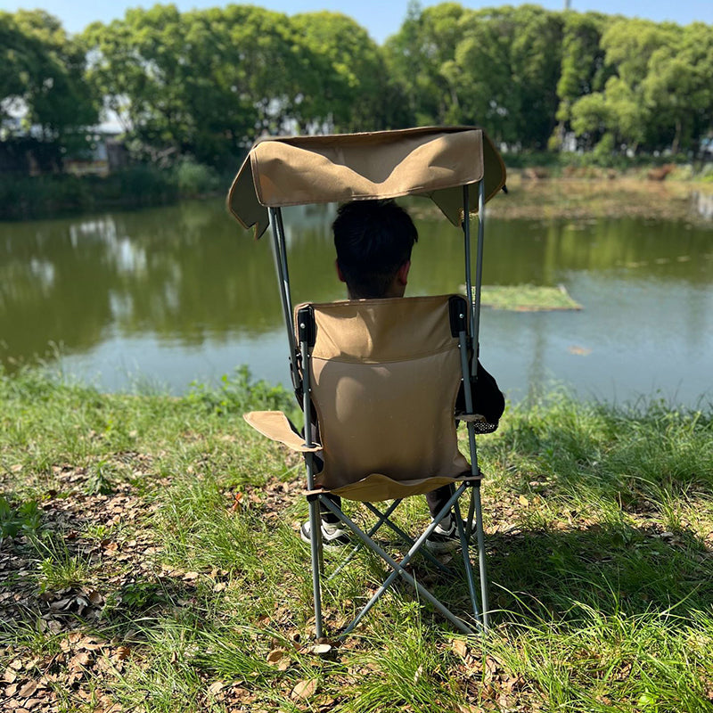 Modern Minimalist Rectangular Oxford Fabric Carbon Steel Folding Sunshade Camping Chair Backrest Armrest For Outdoor