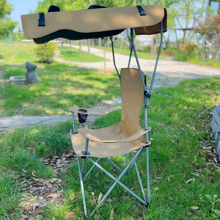 Modern Minimalist Rectangular Oxford Fabric Carbon Steel Folding Sunshade Camping Chair Backrest Armrest For Outdoor