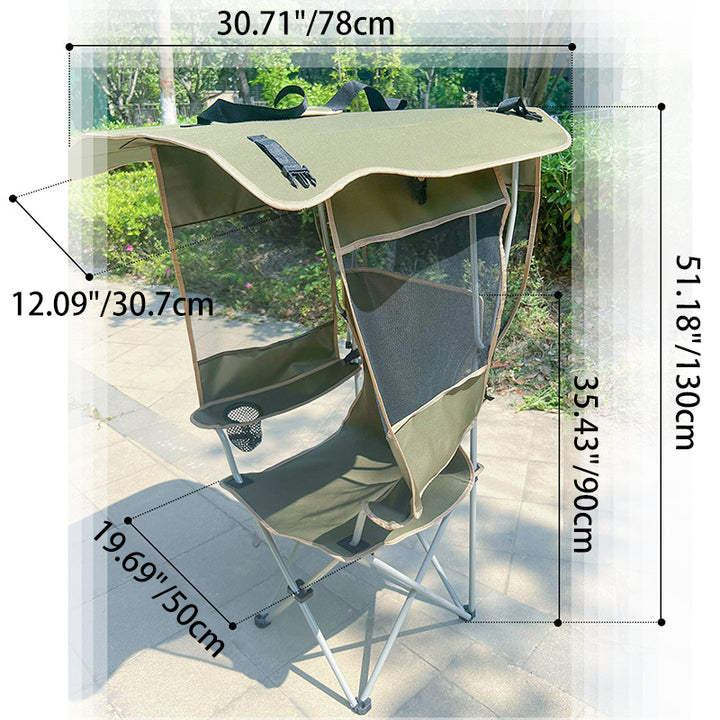 Modern Minimalist Rectangular Oxford Fabric Carbon Steel Folding Sunshade Camping Chair Backrest Armrest For Outdoor