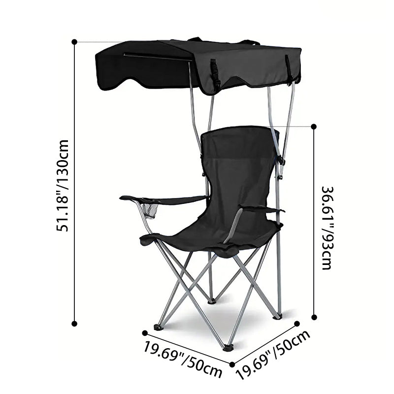 Modern Minimalist Rectangular Oxford Fabric Carbon Steel Folding Sunshade Camping Chair Backrest Armrest For Outdoor