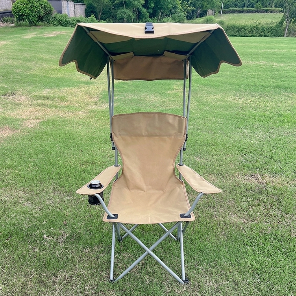 Modern Minimalist Rectangular Oxford Fabric Carbon Steel Folding Sunshade Camping Chair Backrest Armrest For Outdoor