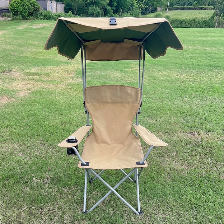 Modern Minimalist Rectangular Oxford Fabric Carbon Steel Folding Sunshade Camping Chair Backrest Armrest For Outdoor