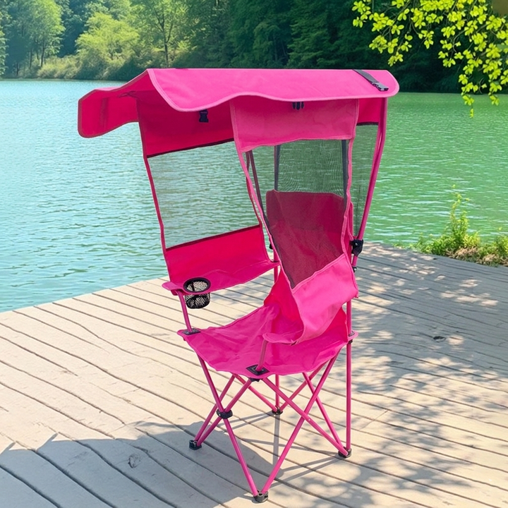 Modern Minimalist Rectangular Oxford Fabric Carbon Steel Folding Sunshade Camping Chair Backrest Armrest For Outdoor