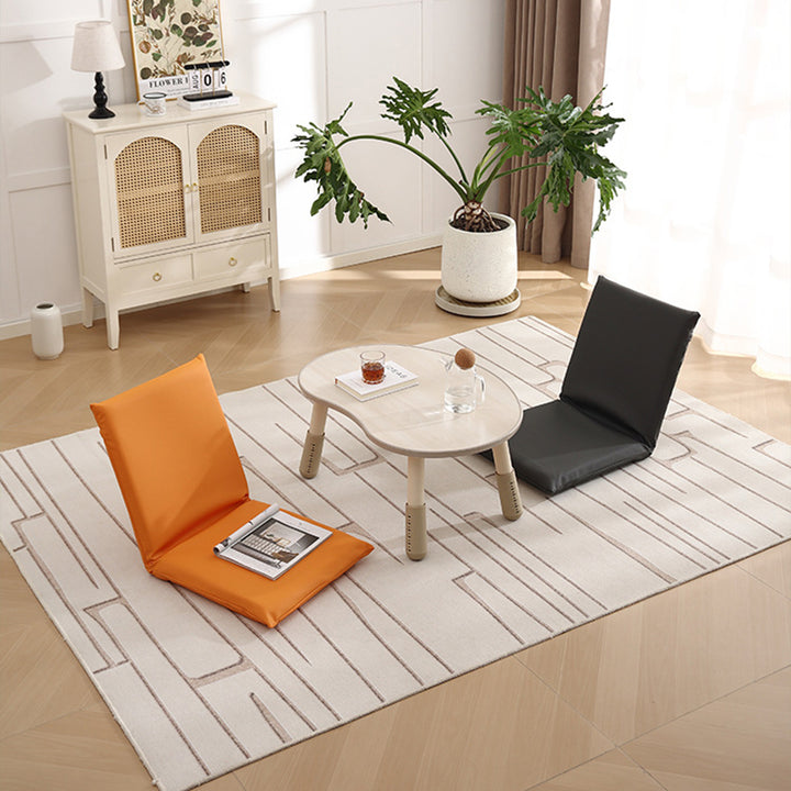 Modern Minimalist Rectangular Cotton-Linen Cat-Claw Leather Steel Folding Adjustable Accent Chair Backrest Armless For Living Room