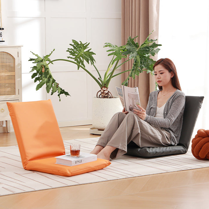 Modern Minimalist Rectangular Cotton-Linen Cat-Claw Leather Steel Folding Adjustable Accent Chair Backrest Armless For Living Room