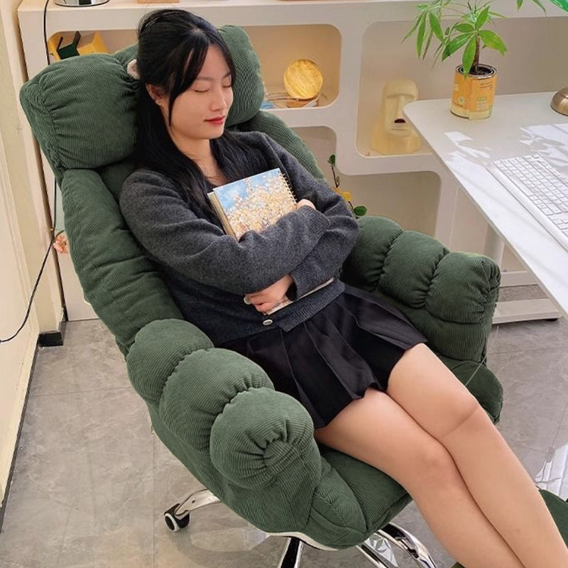 Modern Minimalist Rectangular Corduroy Stainless Steel Adjustable Swivel Desk Chair Backrest Armrest For Home Office