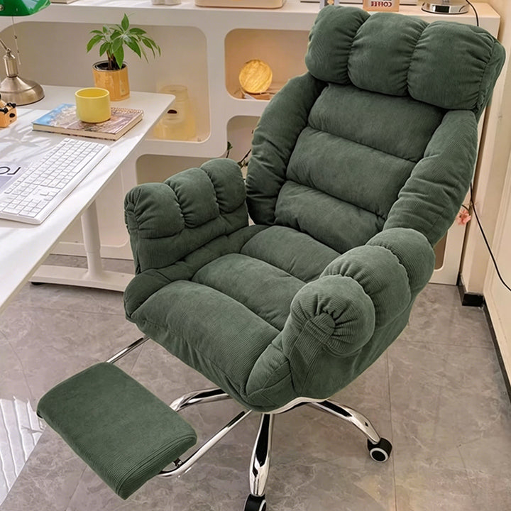Modern Minimalist Rectangular Corduroy Stainless Steel Adjustable Swivel Desk Chair Backrest Armrest For Home Office