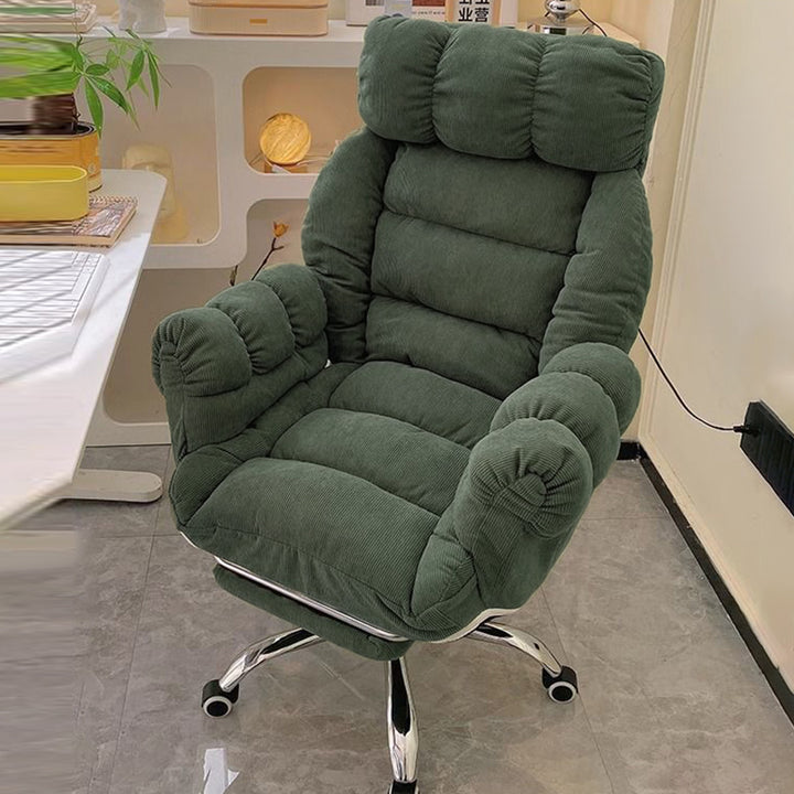 Modern Minimalist Rectangular Corduroy Stainless Steel Adjustable Swivel Desk Chair Backrest Armrest For Home Office