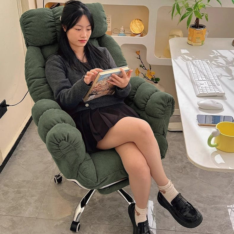 Modern Minimalist Rectangular Corduroy Stainless Steel Adjustable Swivel Desk Chair Backrest Armrest For Home Office