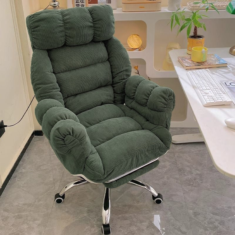 Modern Minimalist Rectangular Corduroy Stainless Steel Adjustable Swivel Desk Chair Backrest Armrest For Home Office