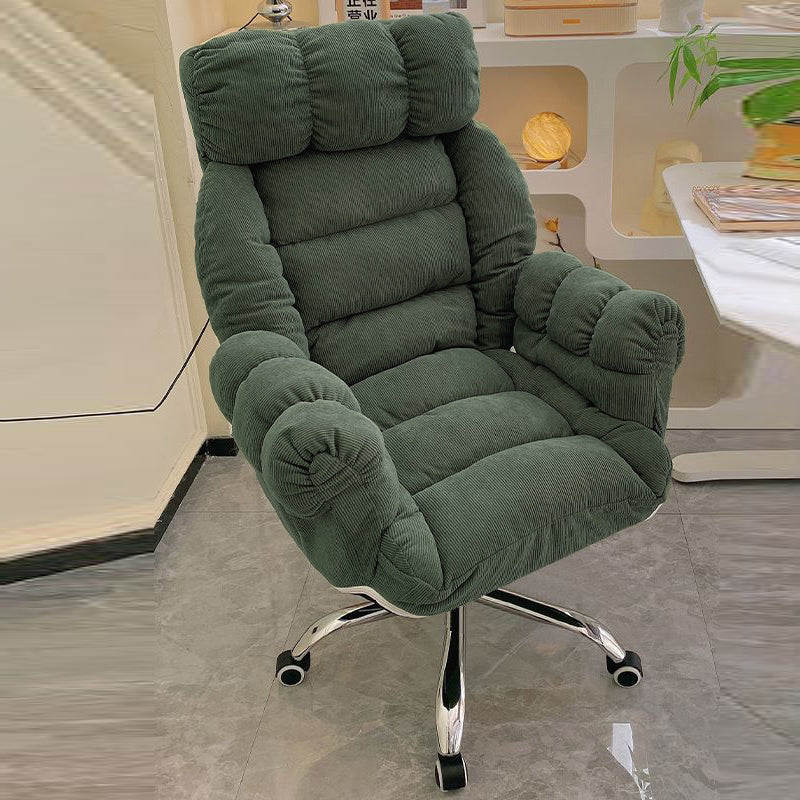 Modern Minimalist Rectangular Corduroy Stainless Steel Adjustable Swivel Desk Chair Backrest Armrest For Home Office