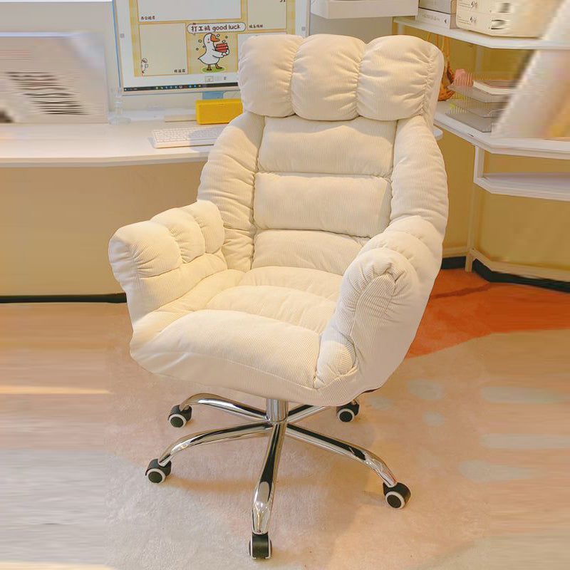 Modern Minimalist Rectangular Corduroy Stainless Steel Adjustable Swivel Desk Chair Backrest Armrest For Home Office