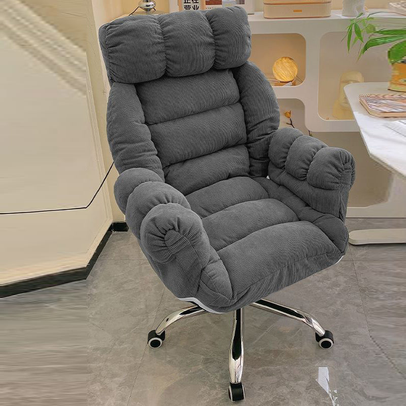 Modern Minimalist Rectangular Corduroy Stainless Steel Adjustable Swivel Desk Chair Backrest Armrest For Home Office
