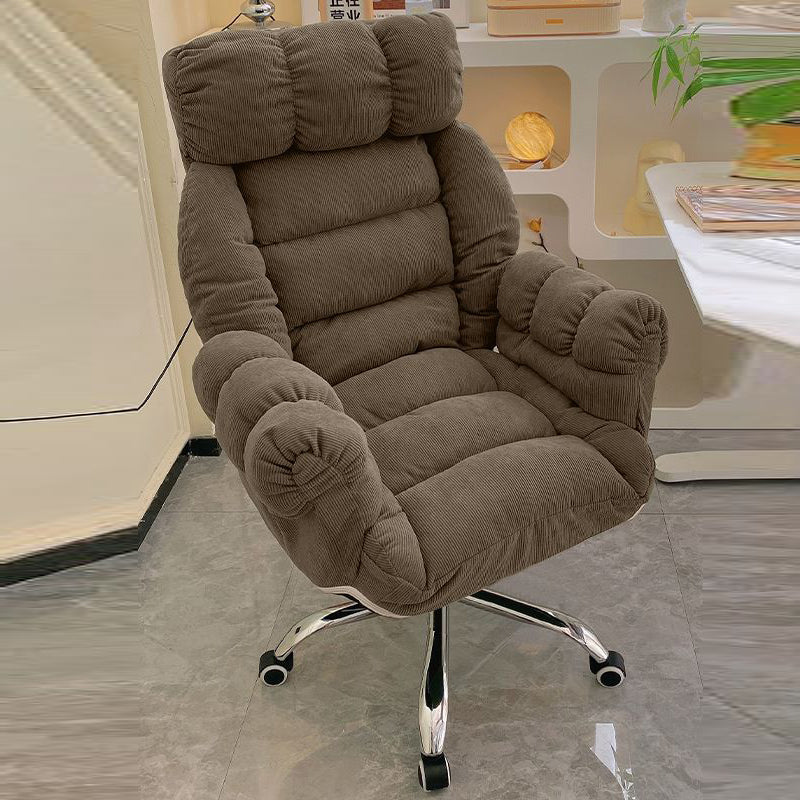 Modern Minimalist Rectangular Corduroy Stainless Steel Adjustable Swivel Desk Chair Backrest Armrest For Home Office